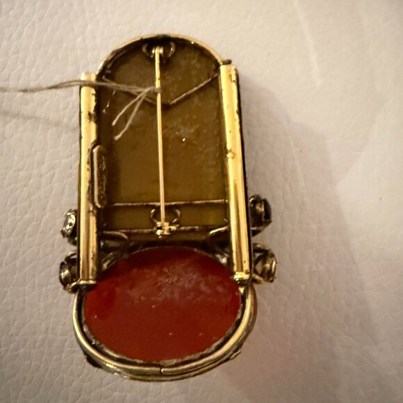 IRADJ MOINI SIGNED CITRINE TIGER EYE CARNELIAN STATEMENT BRACELET PIN BROOCH - Picture 7 of 12